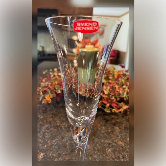 Svend Jensen-Pair of Fluted Crystal Champagne Glasses-Made in Denmark - Picture 2 of 6